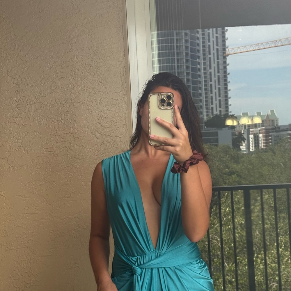 Turquoise Asymmetrical Cocktail Dress